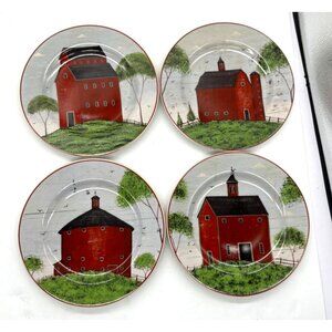 Sakura by Warren Kimble Barns Set of 4 Collectible 8" Salad/Lunch/Dessert Plates